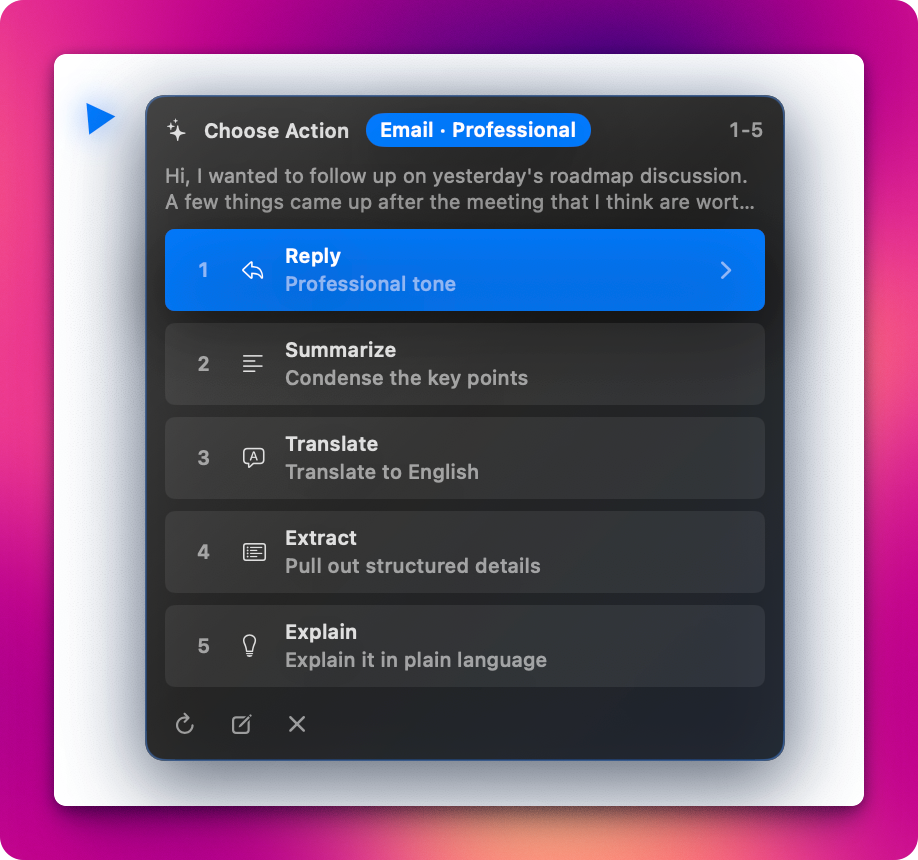 Kriya capture overlay showing text selection